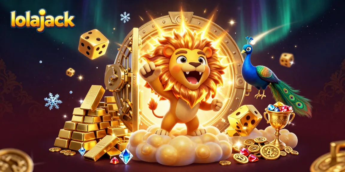 Experience thrilling gaming fun at lolajack casino with a dazzling 3D illustration of treasure and excitement.