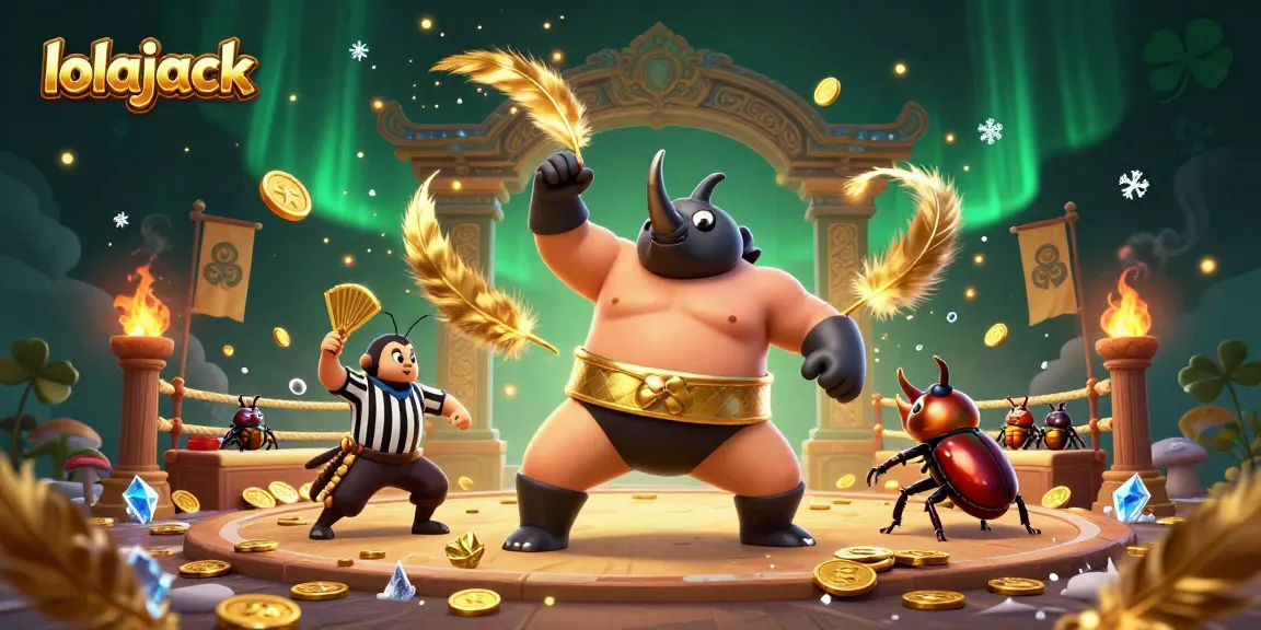 Experience thrilling action at lolajack casino with a sumo champion and betting tokens flying!